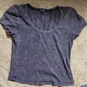 Blue Fitted Crop Short Sleeve T-Shirt